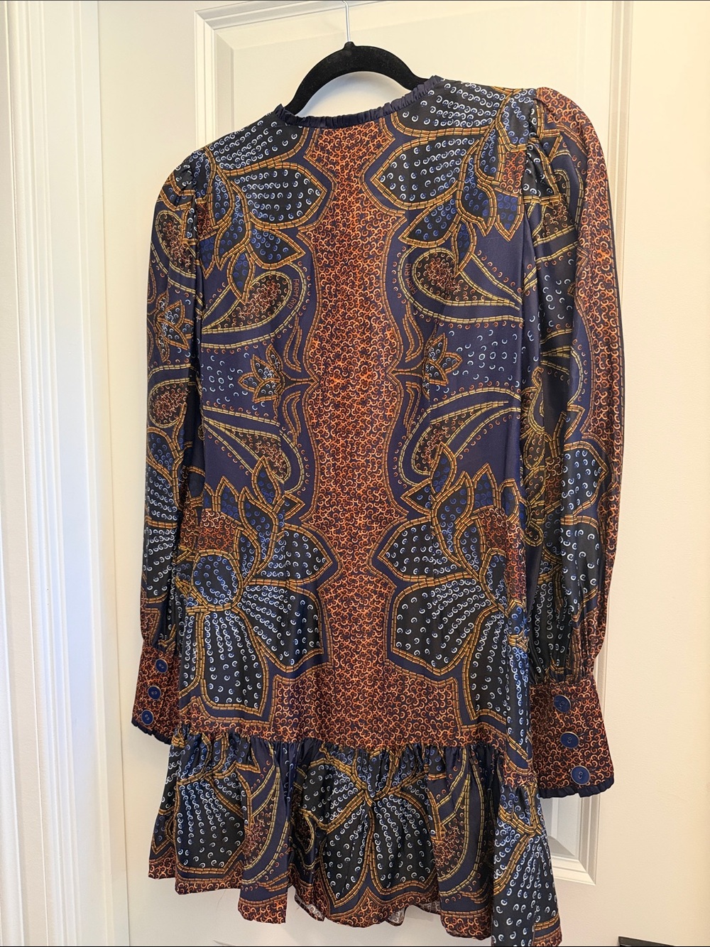 FARM Rio Navy, Rust & Gold Paisley Button-Front Mini Dress - Picture 2 of 2